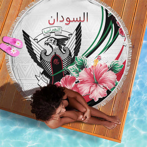 Sudan Beach Blanket Sudanese Secretary Bird With Hibiscus - African Pride