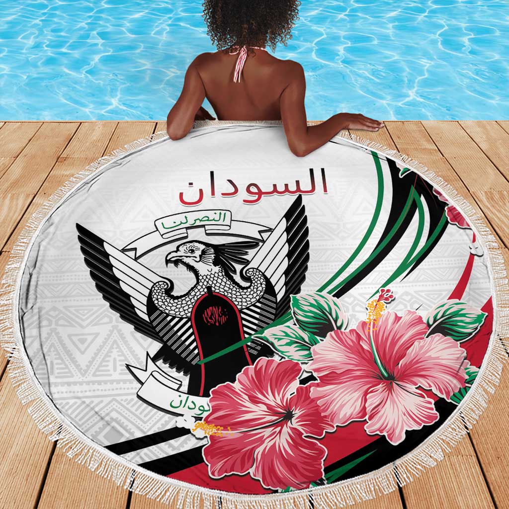 Sudan Beach Blanket Sudanese Secretary Bird With Hibiscus - African Pride