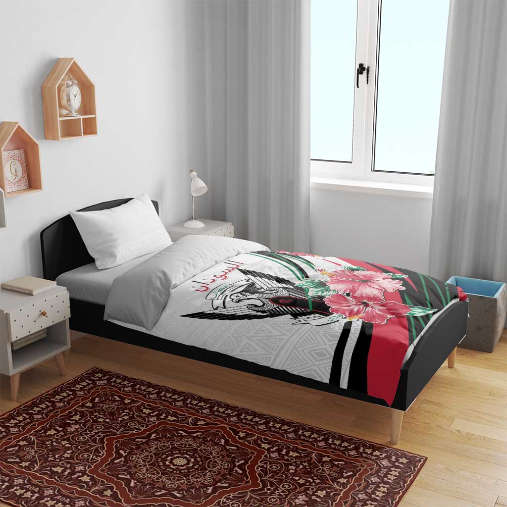 Sudan Bedding Set Sudanese Secretary Bird With Hibiscus - African Pride