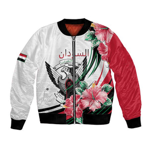 Personalized Sudan Bomber Jacket Sudanese Secretary Bird With Hibiscus - African Pride
