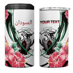Personalized Sudan 4 in 1 Can Cooler Tumbler Sudanese Secretary Bird With Hibiscus - African Pride