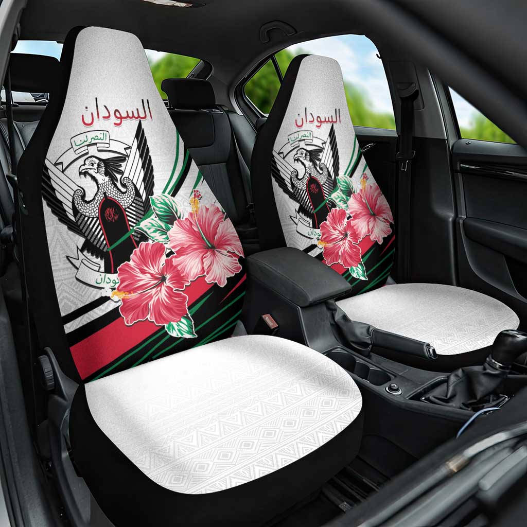Sudan Car Seat Cover Sudanese Secretary Bird With Hibiscus - African Pride