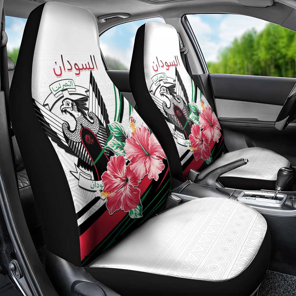 Sudan Car Seat Cover Sudanese Secretary Bird With Hibiscus - African Pride