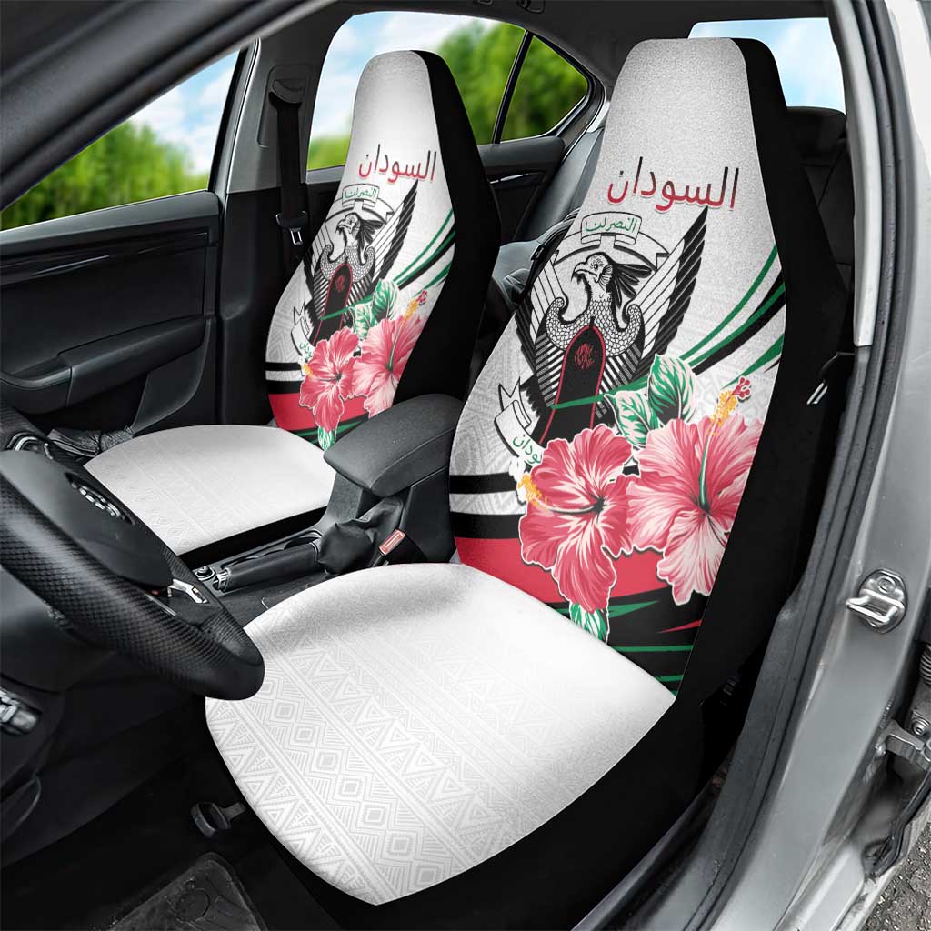 Sudan Car Seat Cover Sudanese Secretary Bird With Hibiscus - African Pride