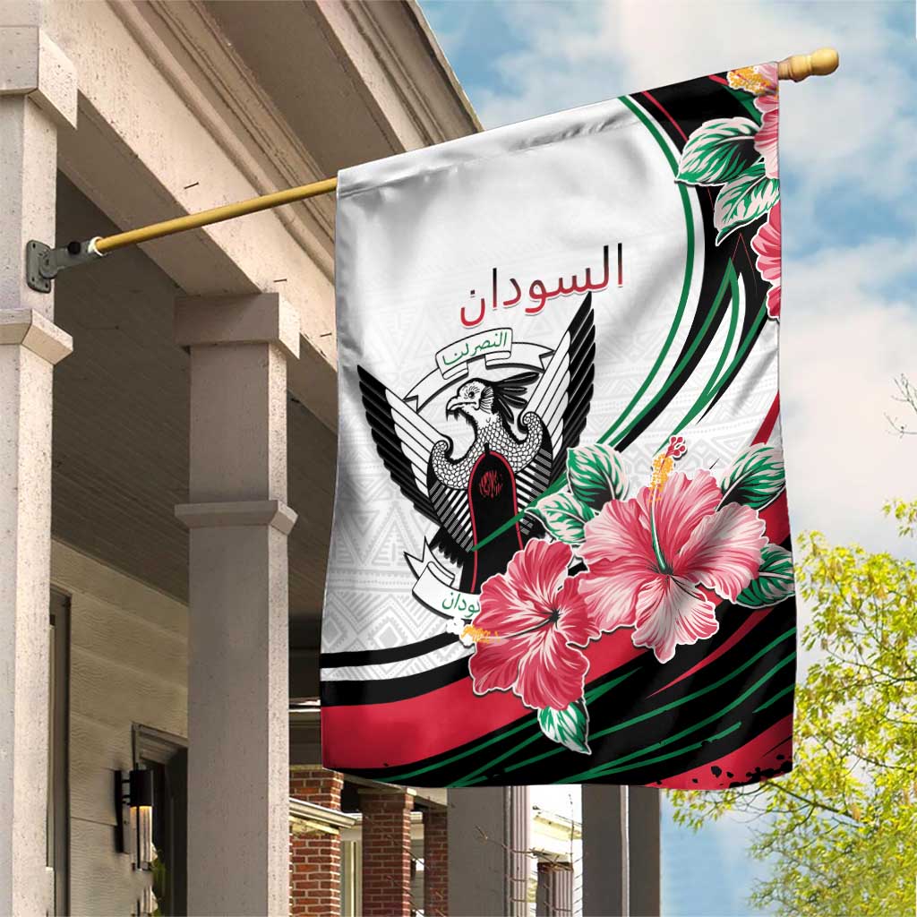Sudan Garden Flag Sudanese Secretary Bird With Hibiscus - African Pride