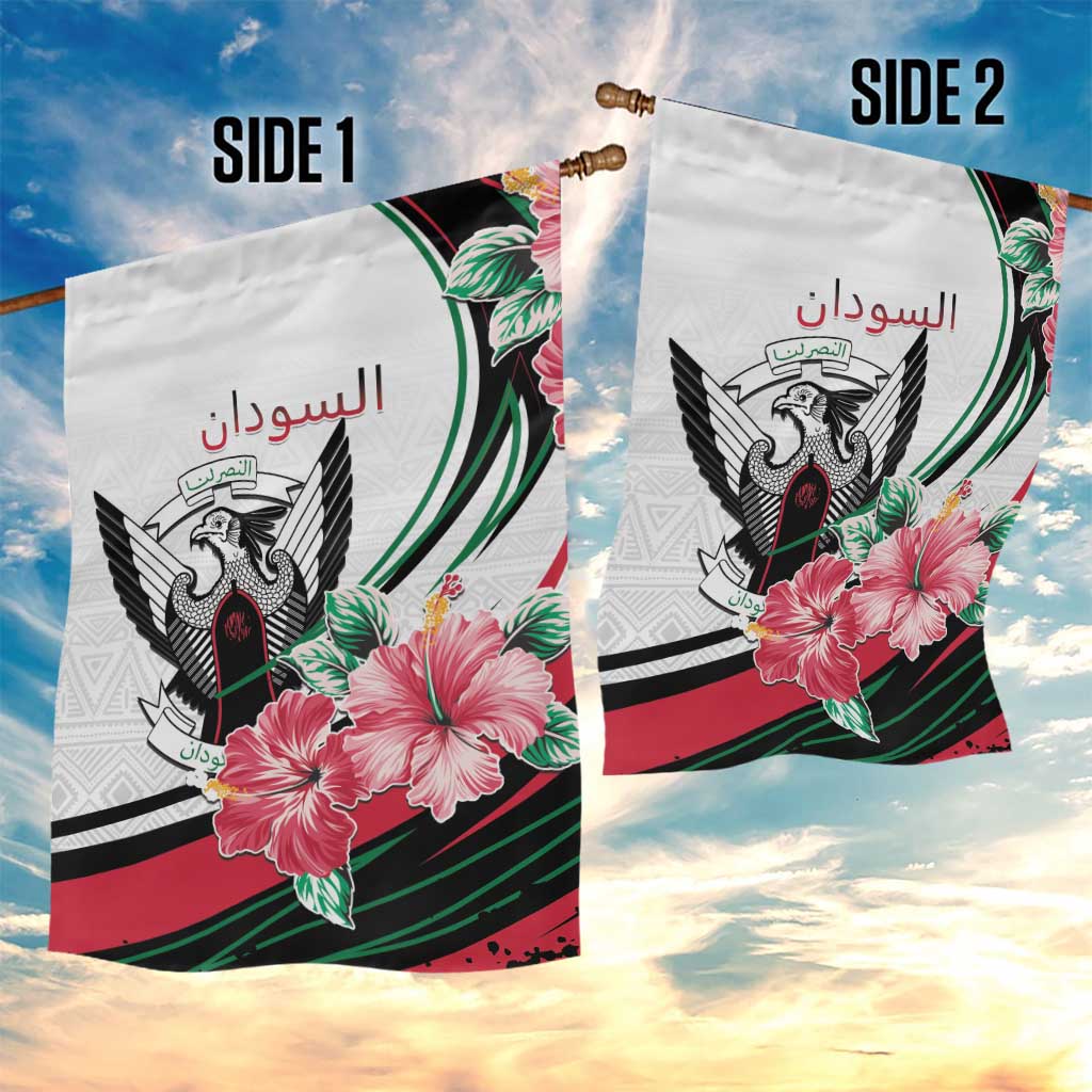 Sudan Garden Flag Sudanese Secretary Bird With Hibiscus - African Pride