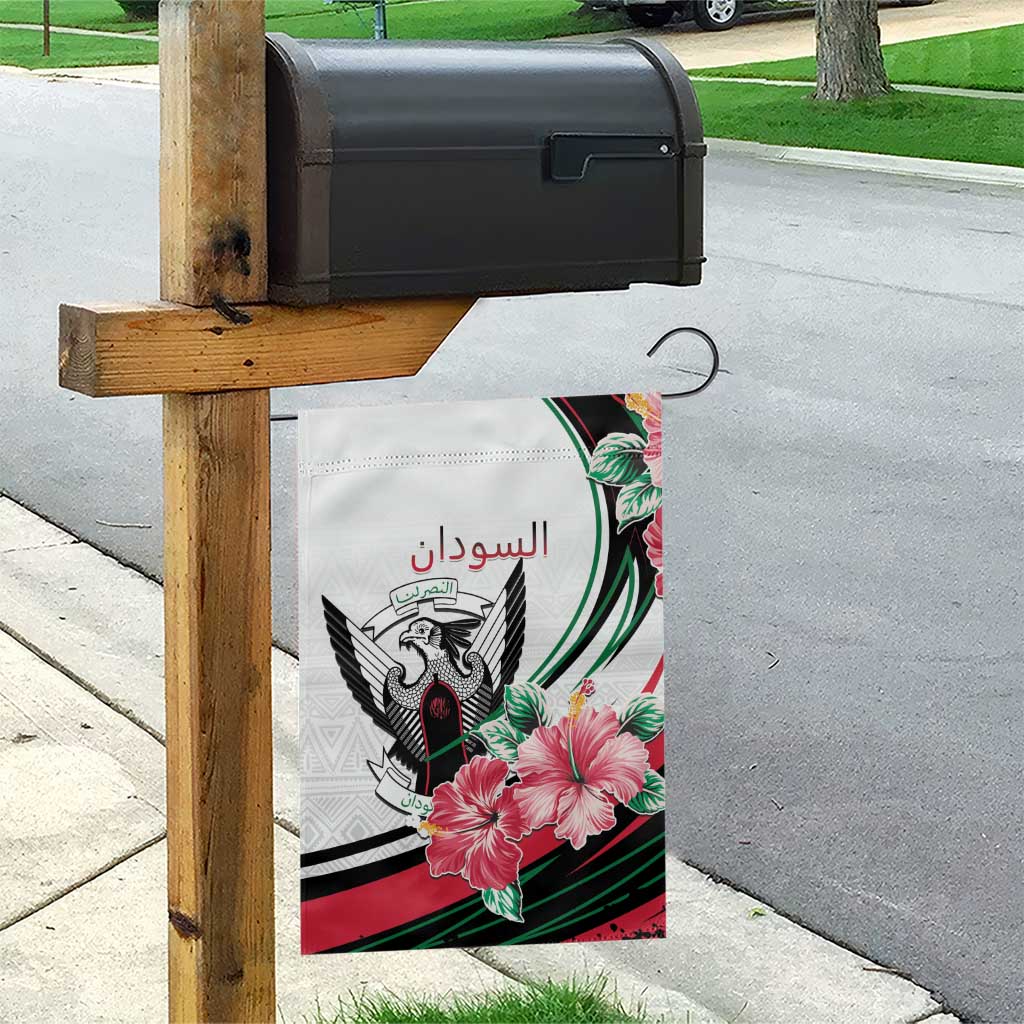 Sudan Garden Flag Sudanese Secretary Bird With Hibiscus - African Pride