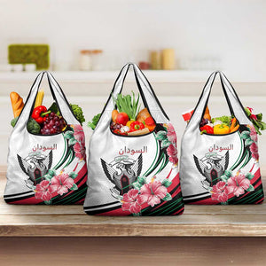 Sudan Grocery Bag Sudanese Secretary Bird With Hibiscus - African Pride