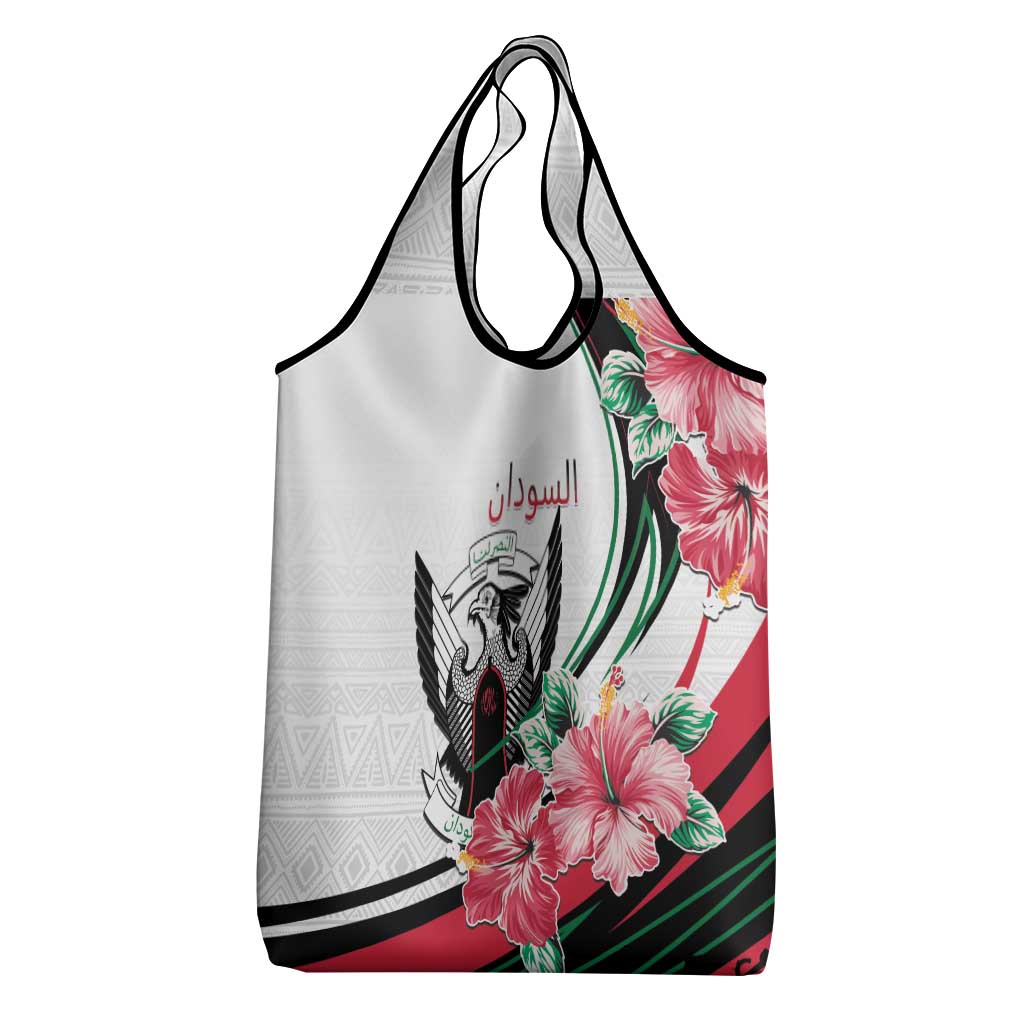 Sudan Grocery Bag Sudanese Secretary Bird With Hibiscus - African Pride