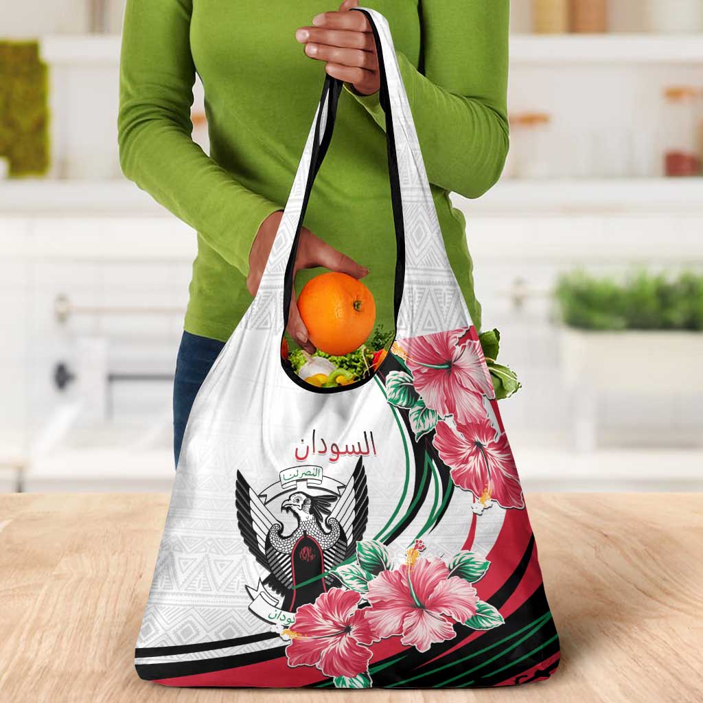 Sudan Grocery Bag Sudanese Secretary Bird With Hibiscus - African Pride
