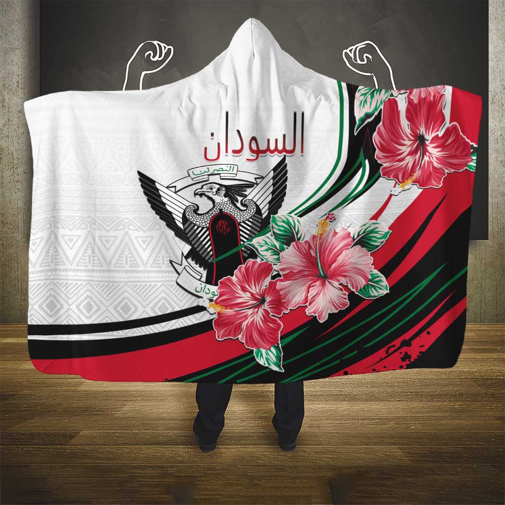 Sudan Hooded Blanket Sudanese Secretary Bird With Hibiscus - African Pride
