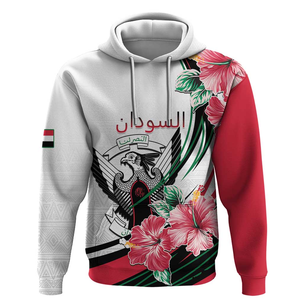 Personalized Sudan Hoodie Sudanese Secretary Bird With Hibiscus - African Pride