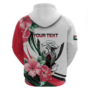 Personalized Sudan Hoodie Sudanese Secretary Bird With Hibiscus - African Pride