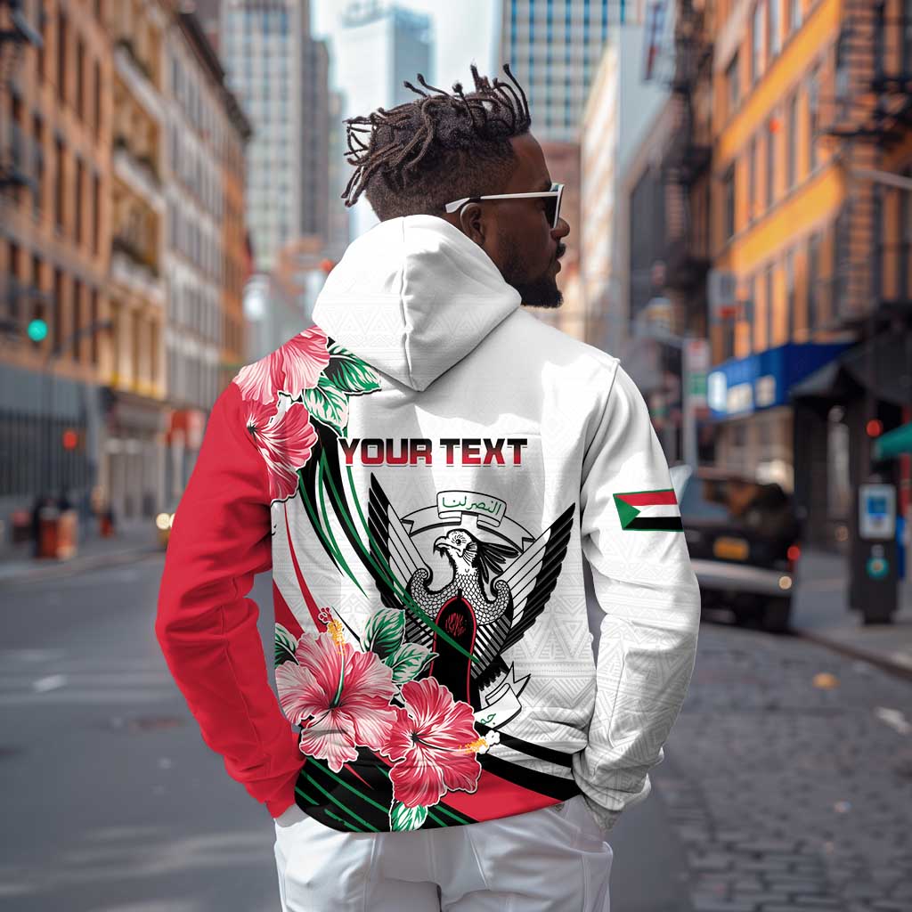 Personalized Sudan Hoodie Sudanese Secretary Bird With Hibiscus - African Pride