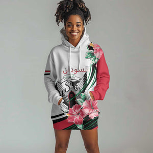 Personalized Sudan Hoodie Dress Sudanese Secretary Bird With Hibiscus - African Pride
