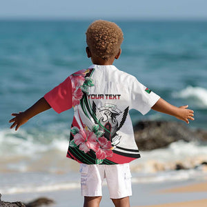 Personalized Sudan Kid Hawaiian Shirt Sudanese Secretary Bird With Hibiscus - African Pride