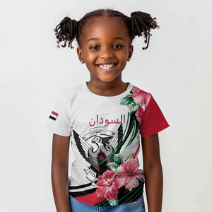 Personalized Sudan Kid T shirt Sudanese Secretary Bird With Hibiscus - African Pride