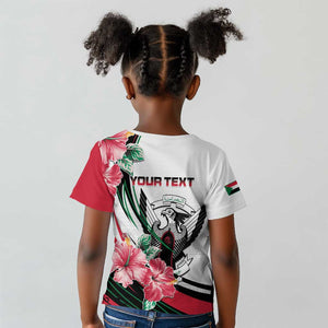 Personalized Sudan Kid T shirt Sudanese Secretary Bird With Hibiscus - African Pride