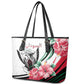 Sudan Leather Tote Bag Sudanese Secretary Bird With Hibiscus - African Pride