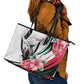 Sudan Leather Tote Bag Sudanese Secretary Bird With Hibiscus - African Pride