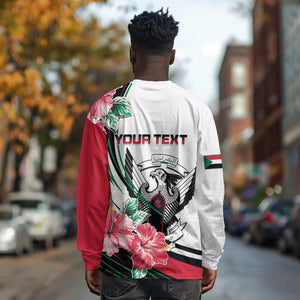 Personalized Sudan Long Sleeve Shirt Sudanese Secretary Bird With Hibiscus - African Pride