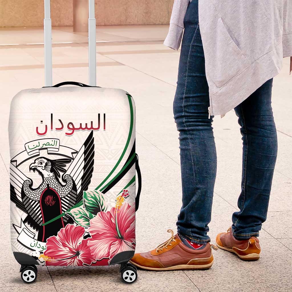 Sudan Luggage Cover Sudanese Secretary Bird With Hibiscus - African Pride