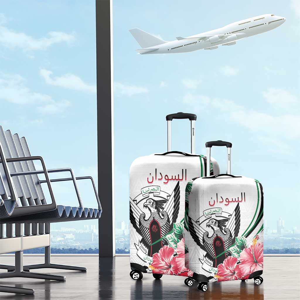 Sudan Luggage Cover Sudanese Secretary Bird With Hibiscus - African Pride