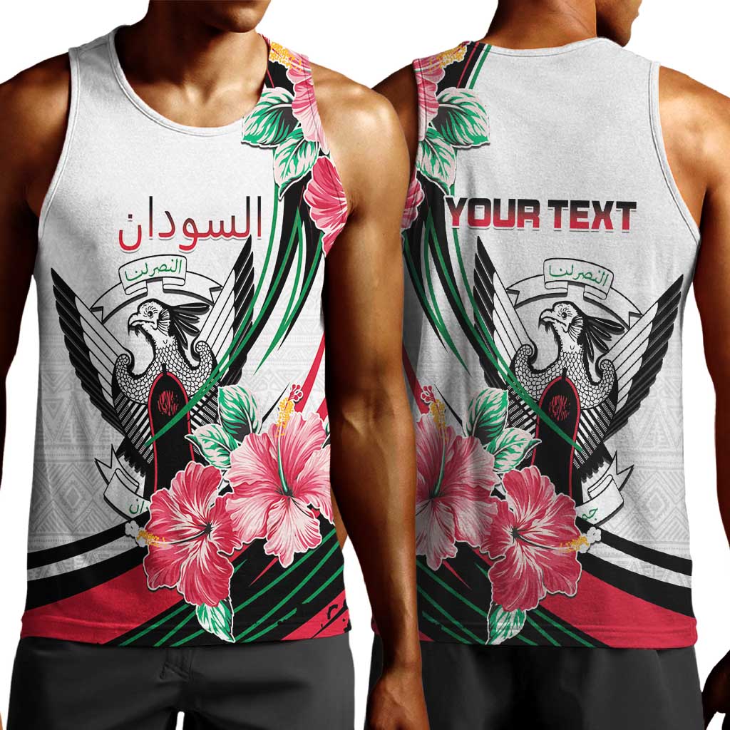Personalized Sudan Men Tank Top Sudanese Secretary Bird With Hibiscus - African Pride
