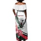 Personalized Sudan Off Shoulder Maxi Dress Sudanese Secretary Bird With Hibiscus - African Pride