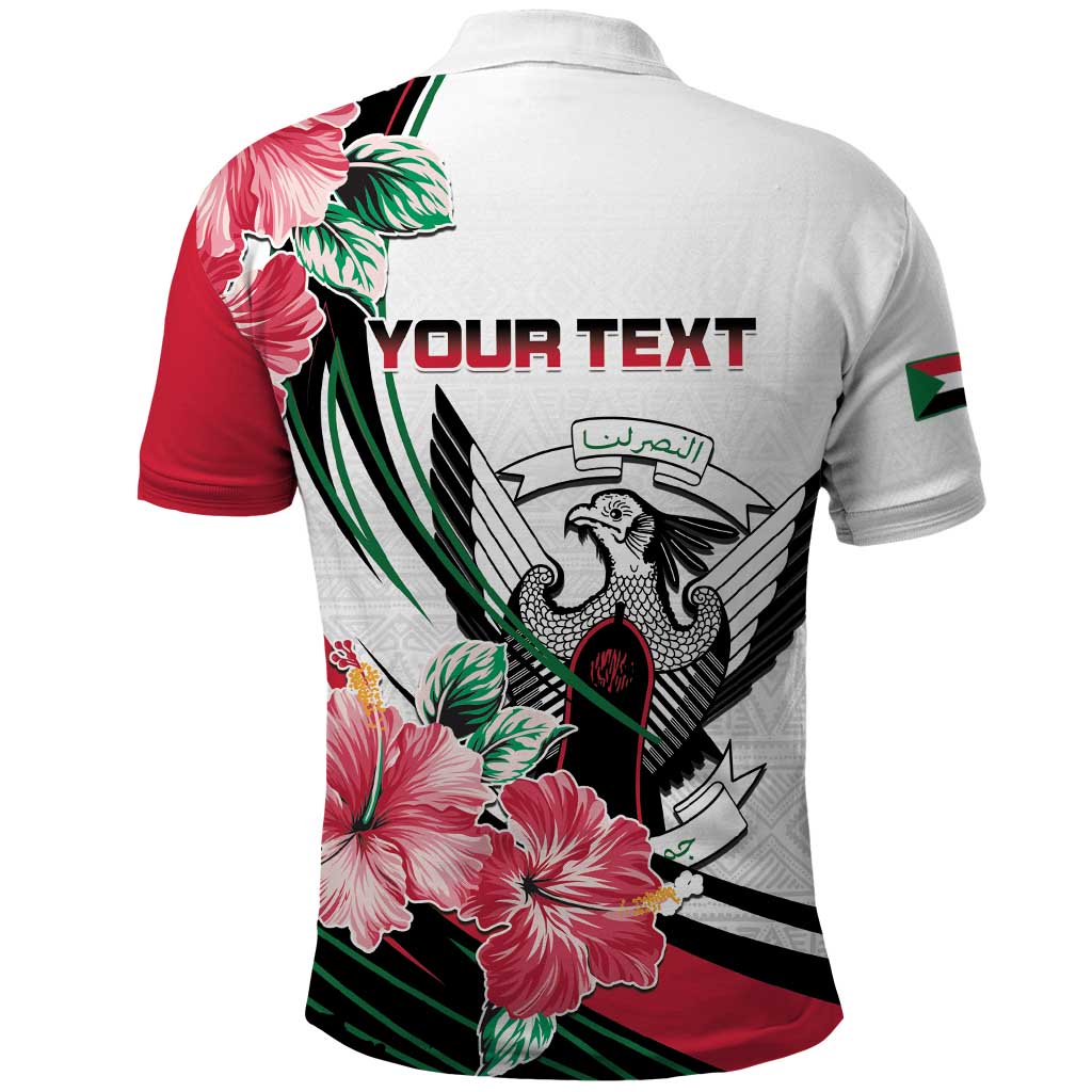 Personalized Sudan Polo Shirt Sudanese Secretary Bird With Hibiscus - African Pride