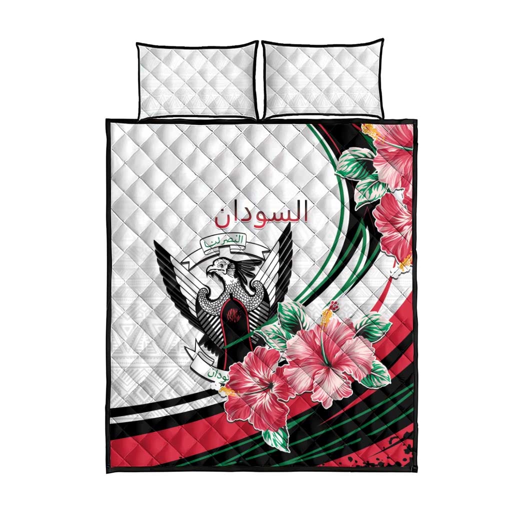 Sudan Quilt Bed Set Sudanese Secretary Bird With Hibiscus - African Pride