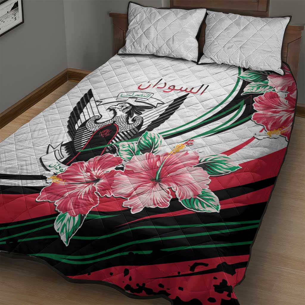 Sudan Quilt Bed Set Sudanese Secretary Bird With Hibiscus - African Pride