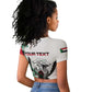 Personalized Sudan Raglan Cropped T shirt Sudanese Secretary Bird With Hibiscus - African Pride
