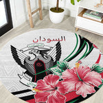 Sudan Round Carpet Sudanese Secretary Bird With Hibiscus - African Pride