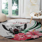 Sudan Round Carpet Sudanese Secretary Bird With Hibiscus - African Pride