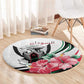Sudan Round Carpet Sudanese Secretary Bird With Hibiscus - African Pride