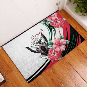 Sudan Rubber Doormat Sudanese Secretary Bird With Hibiscus - African Pride