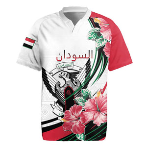 Personalized Sudan Rugby Jersey Sudanese Secretary Bird With Hibiscus - African Pride