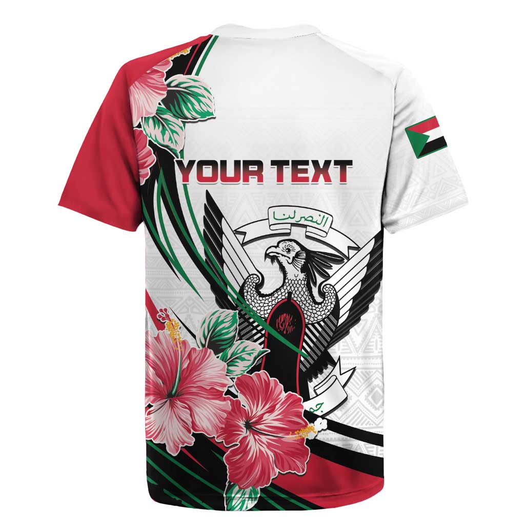Personalized Sudan Rugby Jersey Sudanese Secretary Bird With Hibiscus - African Pride
