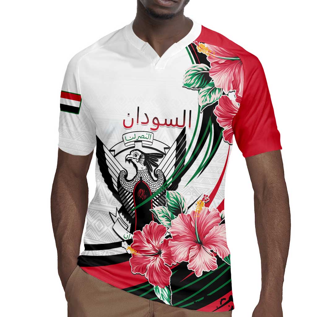 Personalized Sudan Rugby Jersey Sudanese Secretary Bird With Hibiscus - African Pride