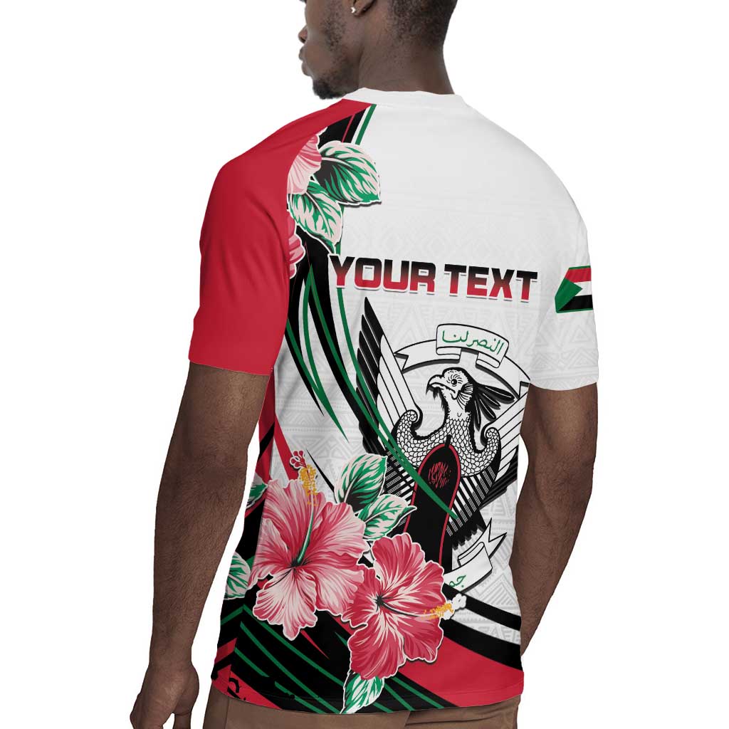 Personalized Sudan Rugby Jersey Sudanese Secretary Bird With Hibiscus - African Pride