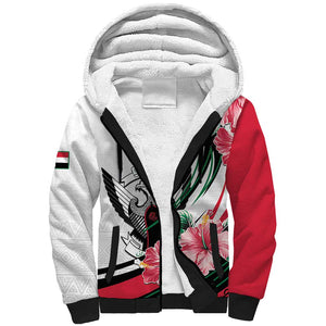 Personalized Sudan Sherpa Hoodie Sudanese Secretary Bird With Hibiscus - African Pride