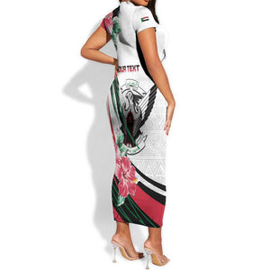 Personalized Sudan Short Sleeve Bodycon Dress Sudanese Secretary Bird With Hibiscus - African Pride
