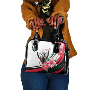 Sudan Shoulder Handbag Sudanese Secretary Bird With Hibiscus - African Pride