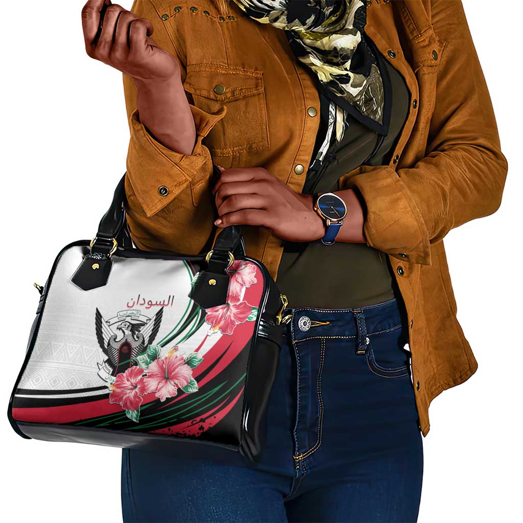 Sudan Shoulder Handbag Sudanese Secretary Bird With Hibiscus - African Pride