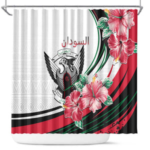 Sudan Shower Curtain Sudanese Secretary Bird With Hibiscus - African Pride