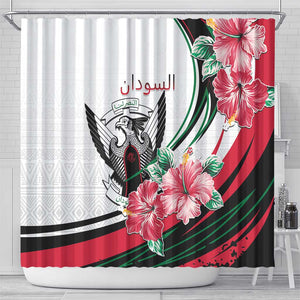 Sudan Shower Curtain Sudanese Secretary Bird With Hibiscus - African Pride