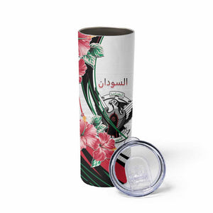 Personalized Sudan Skinny Tumbler Sudanese Secretary Bird With Hibiscus - African Pride