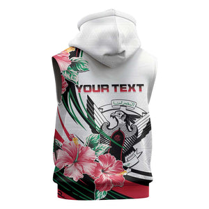 Personalized Sudan Sleeveless Hoodie Sudanese Secretary Bird With Hibiscus - African Pride
