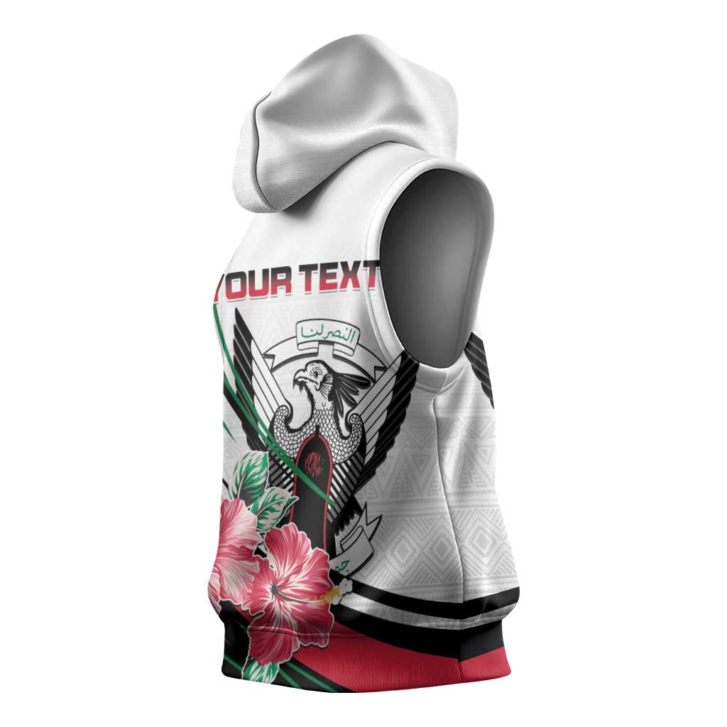 Personalized Sudan Sleeveless Hoodie Sudanese Secretary Bird With Hibiscus - African Pride